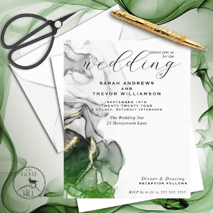 Budget Wedding Emerald and Onyx Alcohol Ink