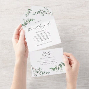 Budget Wedding Eucalyptus botanical invite + rsvp
