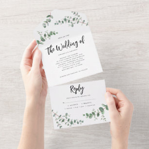 Budget Wedding Eucalyptus botanical invite + rsvp