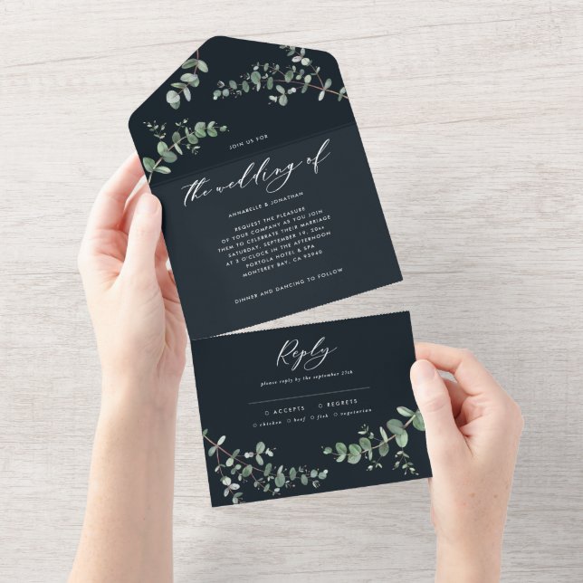 Budget Wedding Eucalyptus botanical invite + rsvp (Tearaway)