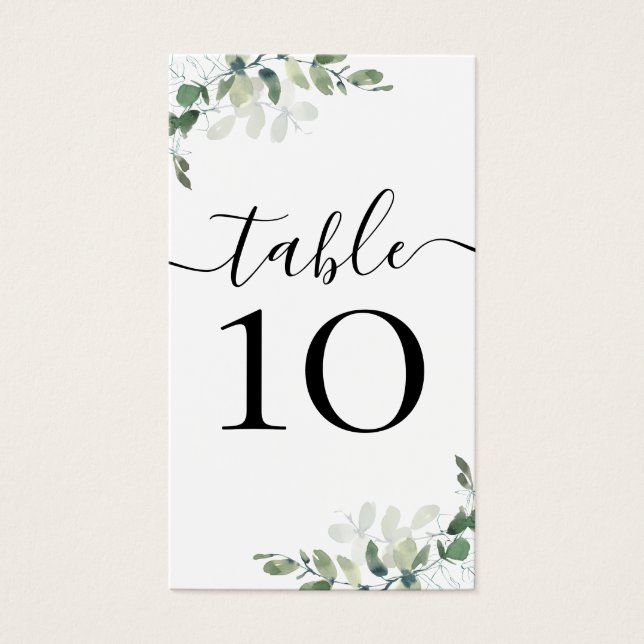 BUDGET Wedding Eucalyptus Small Table Number (Front)
