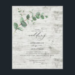 budget Wedding Eucalyptus white wood Invitation<br><div class="desc">budget Eucalyptus Greenery foliage modern minimal garden party Wedding Invitations. Simple contemporary botanical design. white wood backer</div>