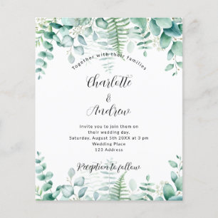 Budget wedding eucalyptus woodland invitation