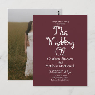 Budget Wedding Fancy 2 Photo Burgundy Postcard