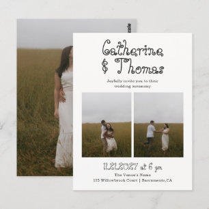 Budget Wedding Fancy Rustic 3 Photo Postcard