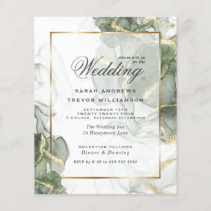 Budget Wedding Gold Muted Sage Green Ink