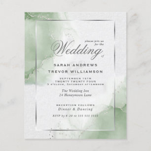 Budget Wedding Gold Muted Sage Green  Invitation