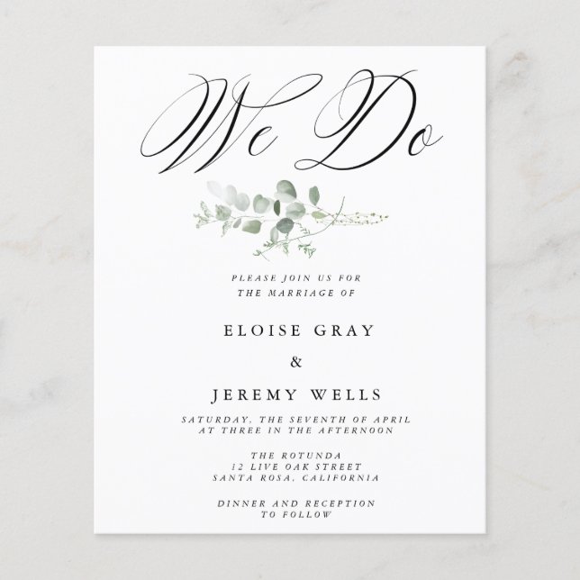 Budget Wedding Invitation  Flyer (Front)