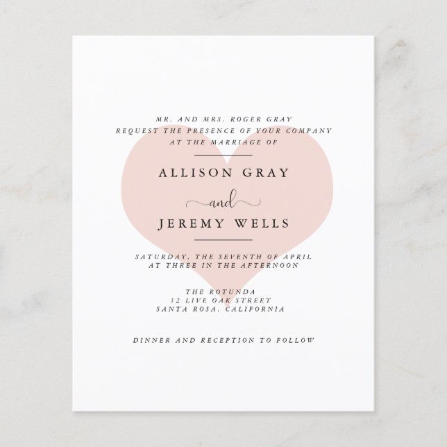 Budget Wedding Invitation  Flyer (Front)