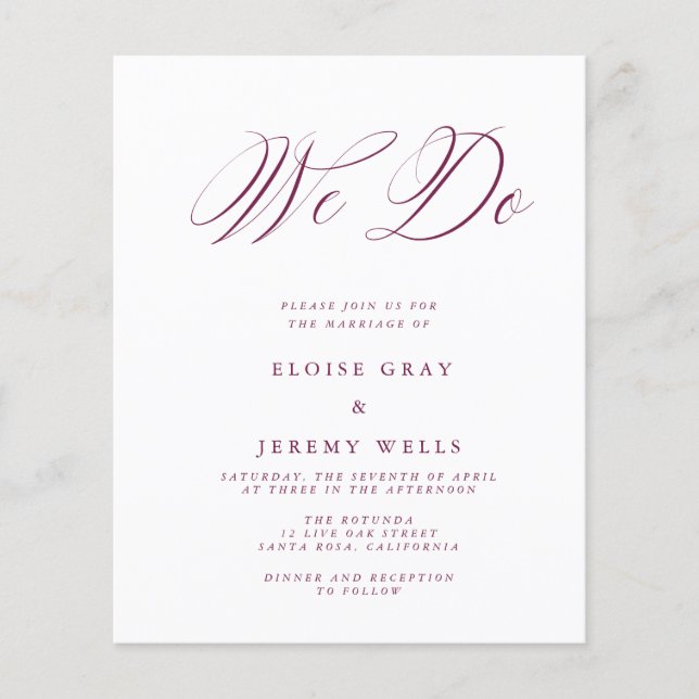 Budget Wedding Invitation  Flyer (Front)