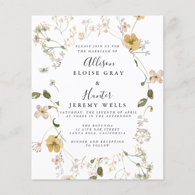 Budget Wedding Invitation  Flyer (Front)