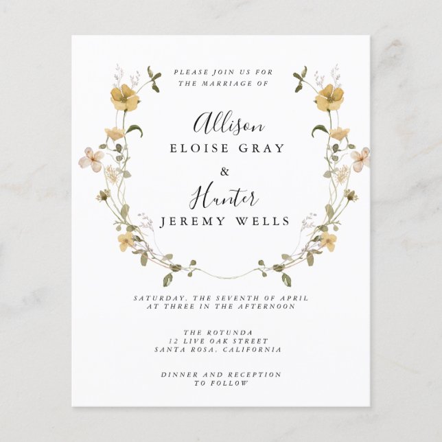 Budget Wedding Invitation  Flyer (Front)