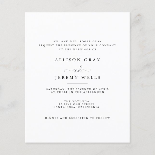 Budget Wedding Invitation  Flyer (Front)
