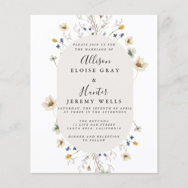 Budget Wedding Invitation  Flyer (Front)