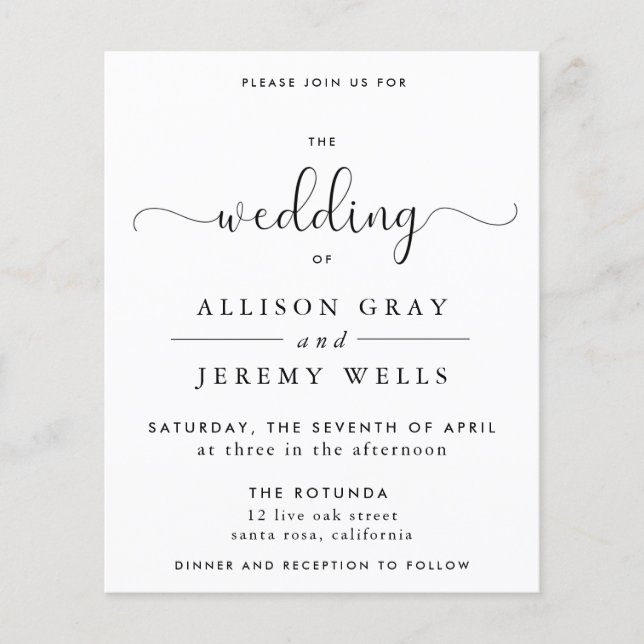 Budget Wedding Invitation Flyer (Front)