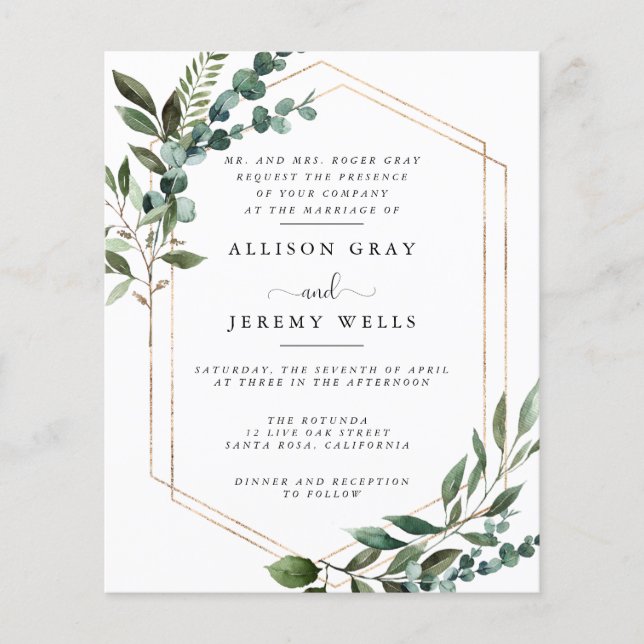 Budget Wedding Invitation  Flyer (Front)