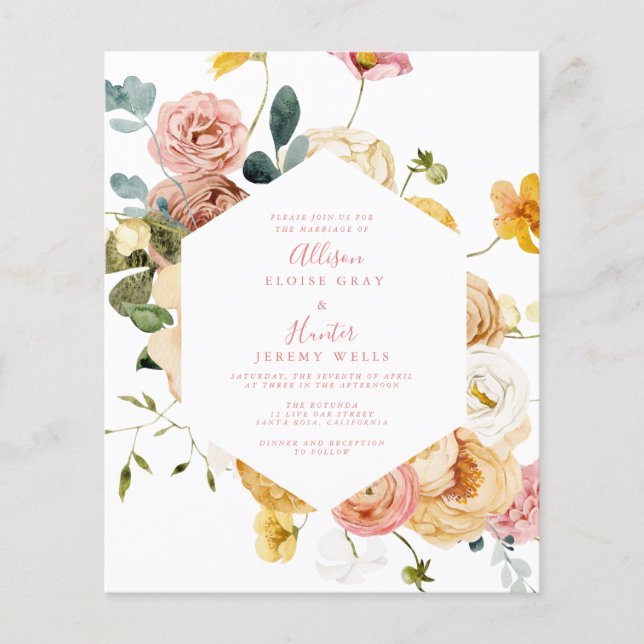Budget Wedding Invitation  Flyer (Front)