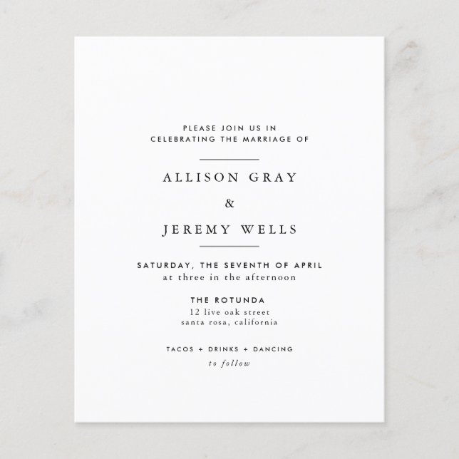 Budget Wedding Invitation Flyer (Front)
