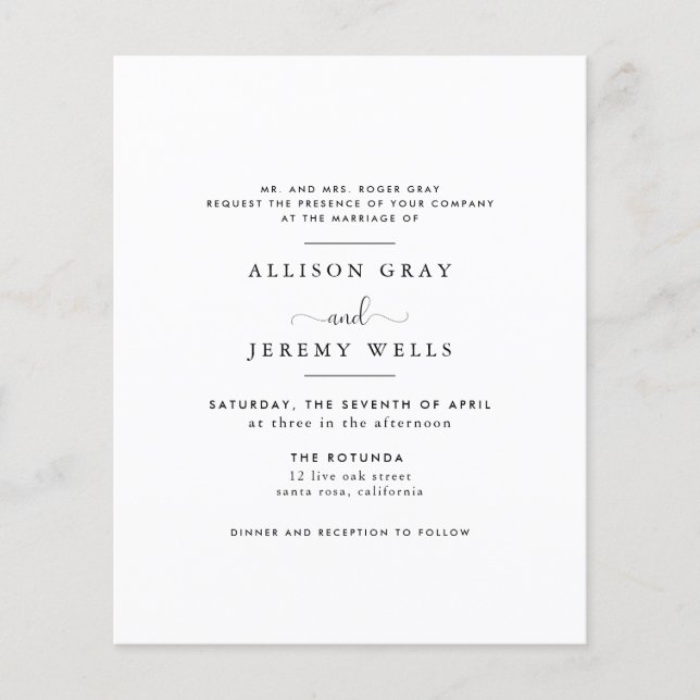 Budget Wedding Invitation Flyer (Front)