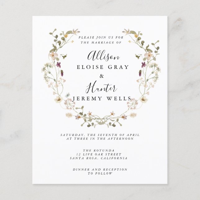 Budget Wedding Invitation  Flyer (Front)