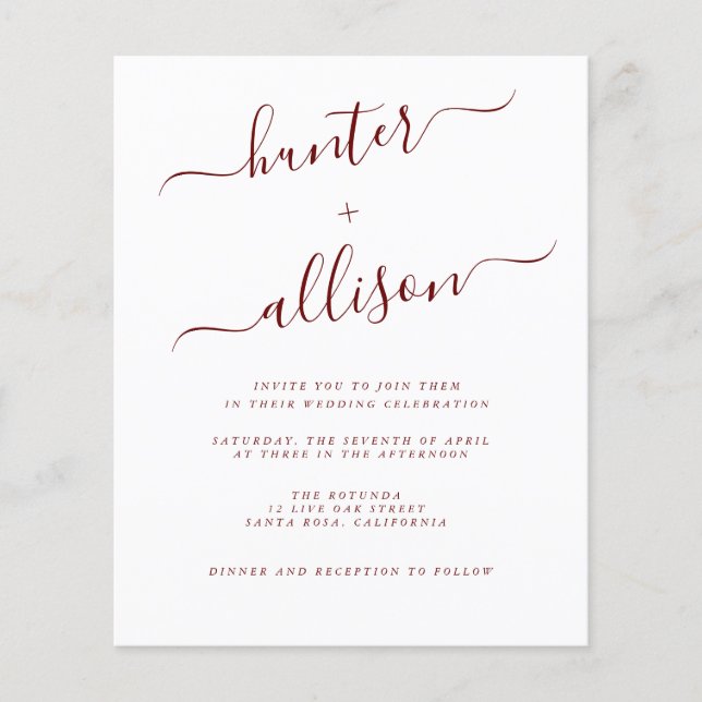 Budget Wedding Invitation  Flyer (Front)