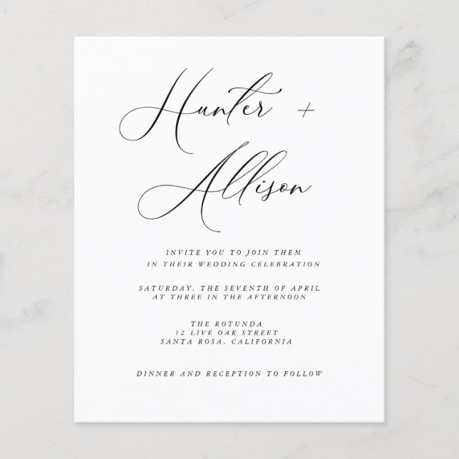 Budget Wedding Invitation  Flyer (Front)