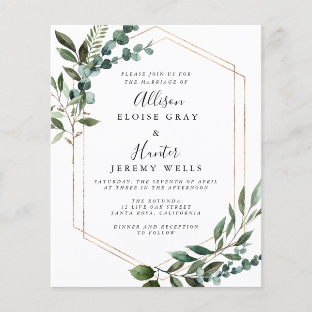 Budget Wedding Invitation  Flyer (Front)