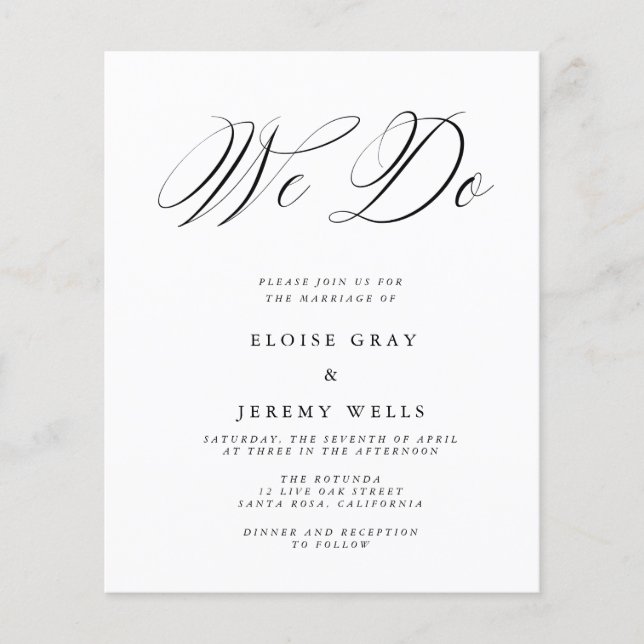 Budget Wedding Invitation  Flyer (Front)