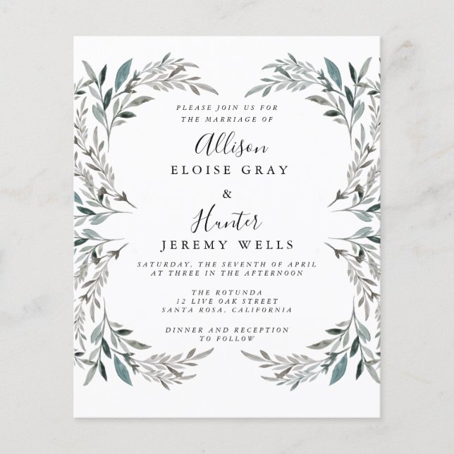 Budget Wedding Invitation  Flyer (Front)