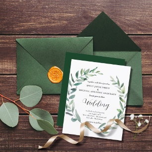 Budget Wedding Invitation Modern Olive Leaves