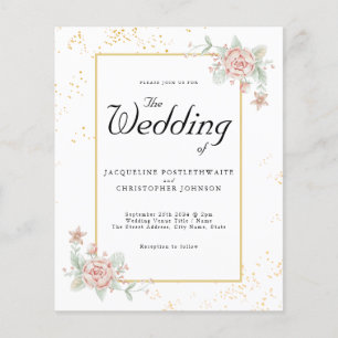 Budget Wedding Invitation Pink Peony Flyer
