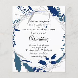 Budget Wedding Invitation Winter Blue White