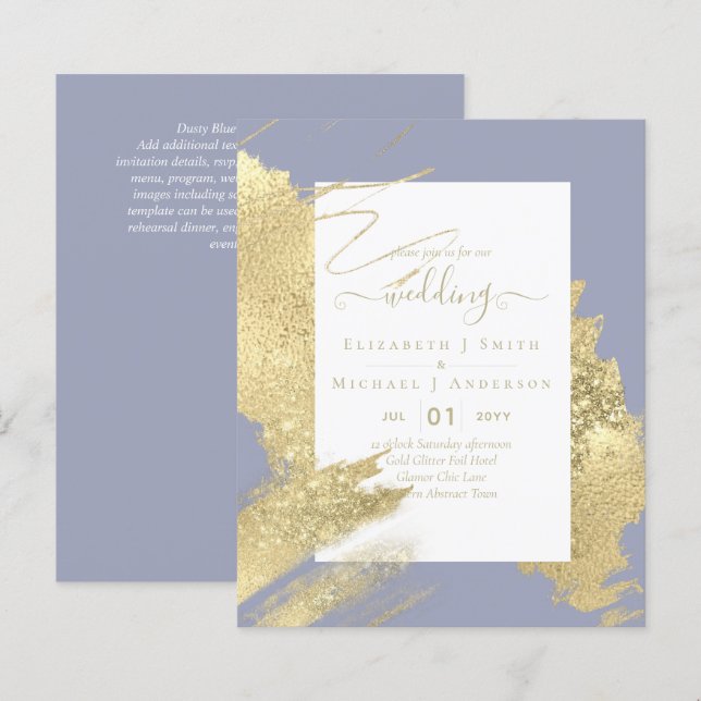 BUDGET WEDDING INVITATIONS  Gold Glitter Foil Look (Front/Back)