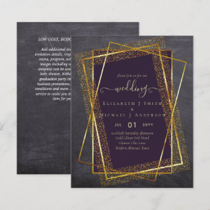 BUDGET WEDDING INVITATIONS Gold Glitter Foil Look