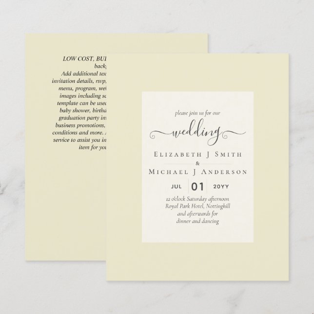 BUDGET WEDDING INVITATIONS - Minimalist Script (Front/Back)