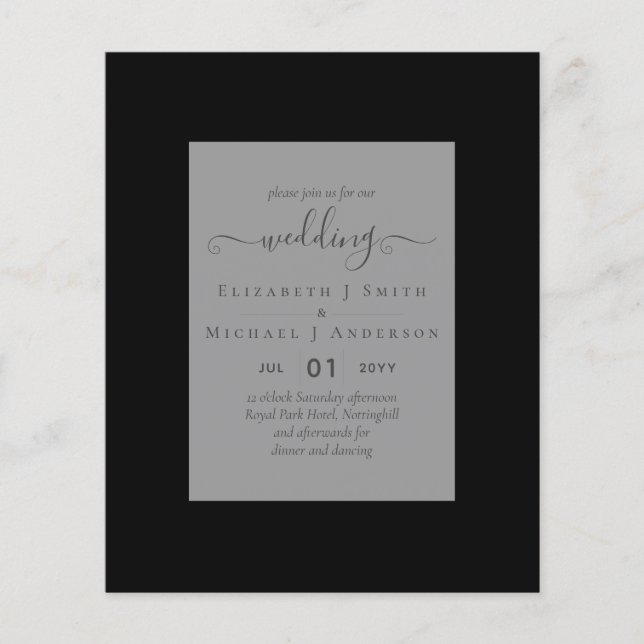 BUDGET WEDDING INVITATIONS - Minimalist Script Flyer (Front)