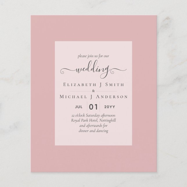 BUDGET WEDDING INVITATIONS - Minimalist Script Flyer (Front)