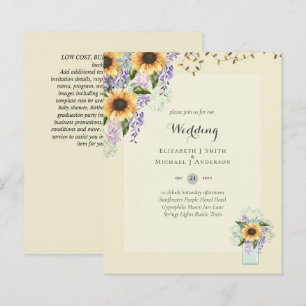 BUDGET WEDDING INVITATIONS - Rustic Sunflowers