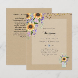 BUDGET WEDDING INVITATIONS - Rustic Sunflowers