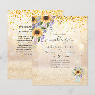 BUDGET WEDDING INVITATIONS Rustic Sunflowers CHIC