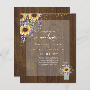 BUDGET WEDDING INVITATIONS Rustic Sunflowers CHIC