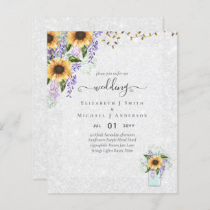 BUDGET WEDDING INVITATIONS Rustic Sunflowers CHIC