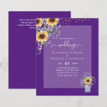 BUDGET WEDDING INVITATIONS Rustic Sunflowers CHIC 