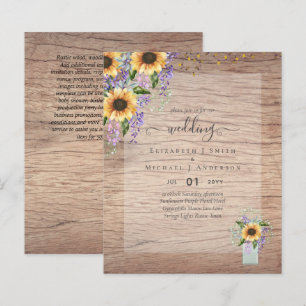 BUDGET WEDDING INVITATIONS Rustic Sunflowers CHIC