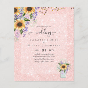 BUDGET WEDDING INVITATIONS Rustic Sunflowers CHIC Flyer