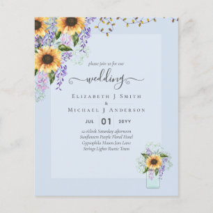BUDGET WEDDING INVITATIONS Rustic Sunflowers CHIC Flyer