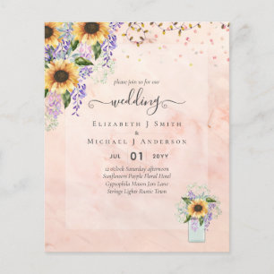 BUDGET WEDDING INVITATIONS Rustic Sunflowers CHIC Flyer