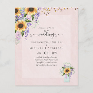 BUDGET WEDDING INVITATIONS Rustic Sunflowers CHIC Flyer