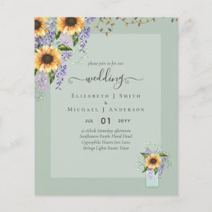 BUDGET WEDDING INVITATIONS Rustic Sunflowers CHIC Flyer