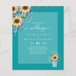 BUDGET WEDDING INVITATIONS Rustic Sunflowers CHIC Flyer